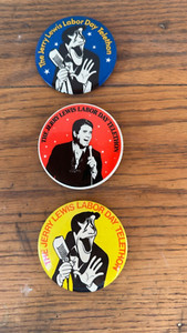 3 Jerry Lewis Labor Day Telethon Pin Back Buttons VTG - TV Show / MDA Fundraiser