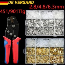 900-tlg Flachstecker Set Kabelschuhe Sortiment Quetschverbinder Flachsteckhülsen