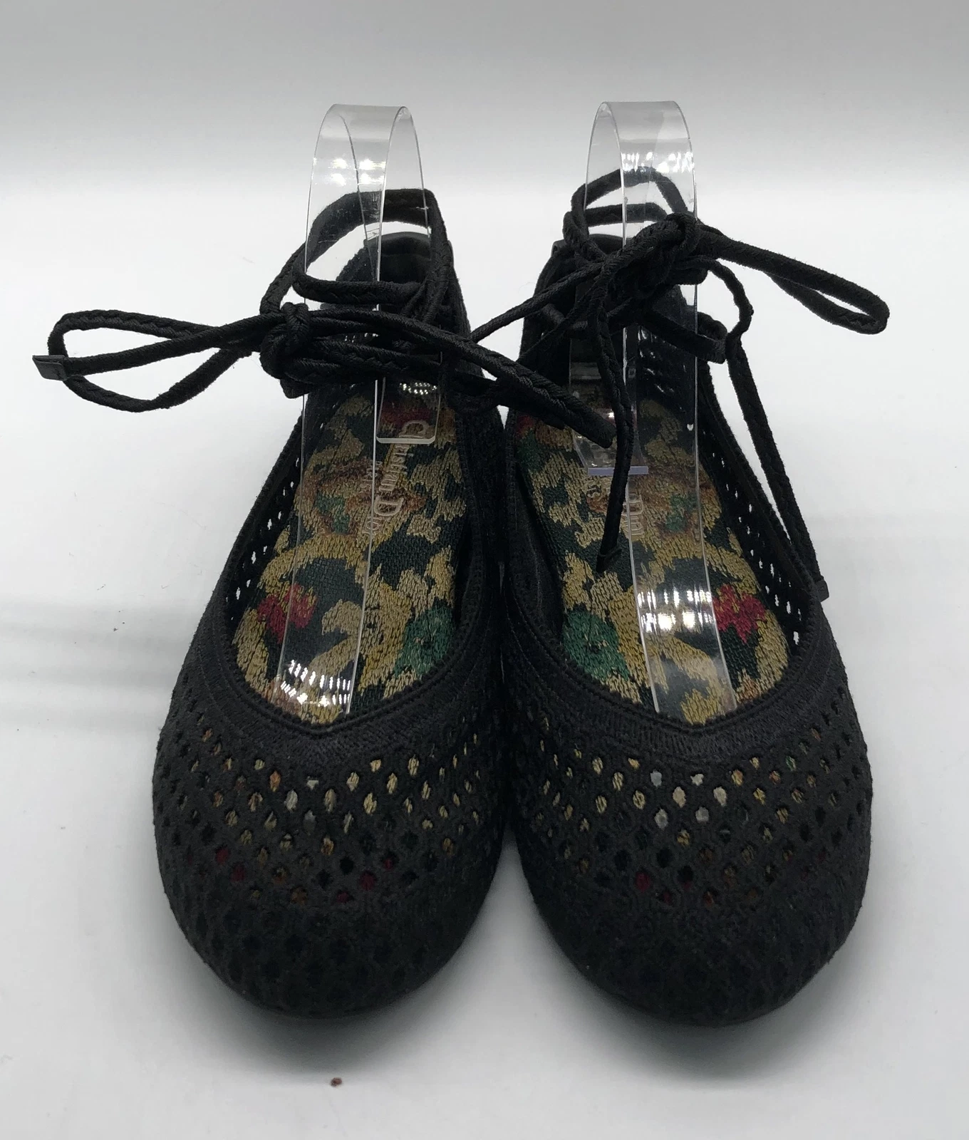 Ballet à lacets tressé Christian Dior noir découpé au laser « poème » taille 38