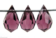 12 Czech Machine Cut Drop Pendant 6x10mm Amethyst, Superior Quality