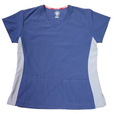 Divine Stretch by JDM V Neck Scrub Top Flex Sides Navy Blue Style 5204NV Large