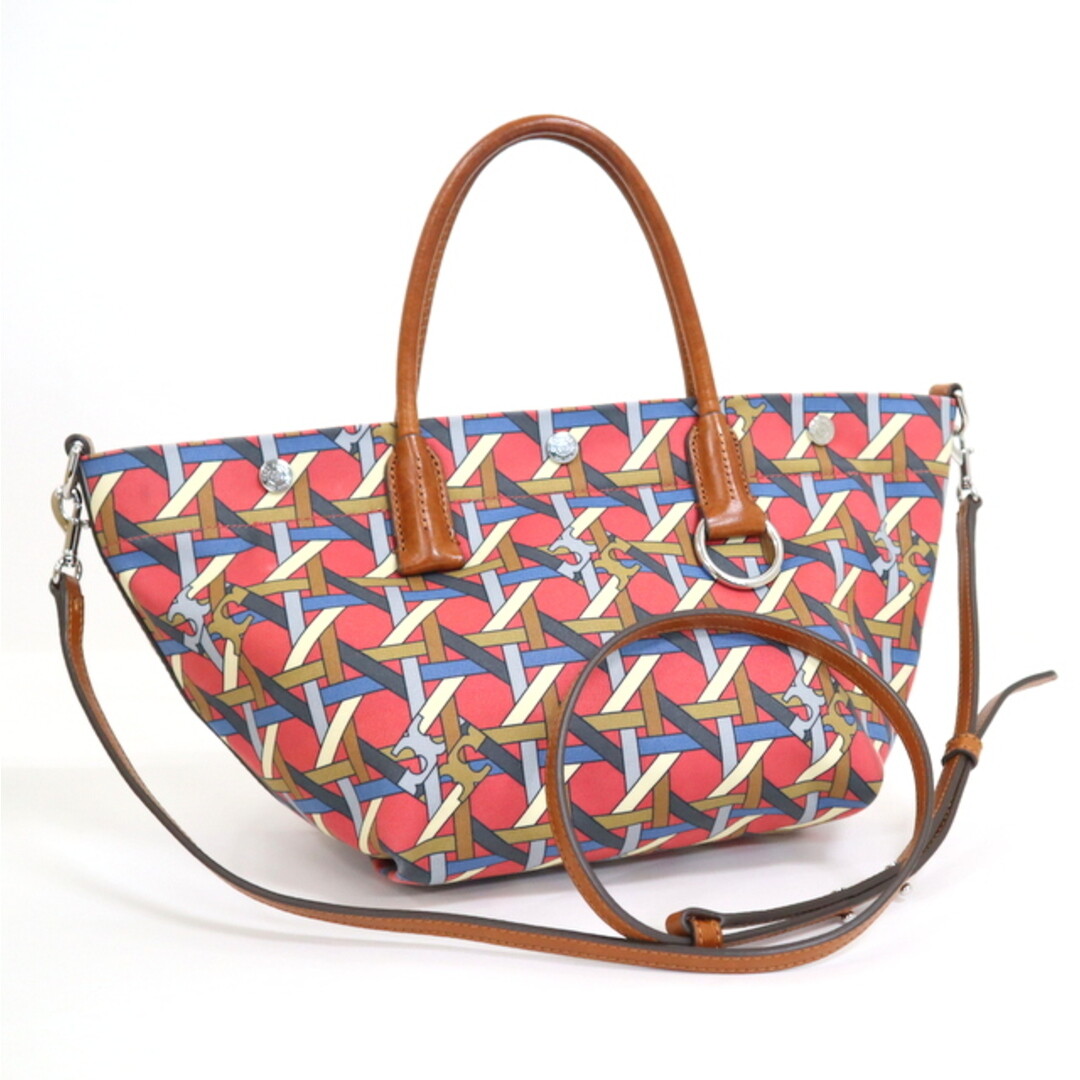 Tory Burch Small Canvas Basketweave Double T Logo 2WAY Bag