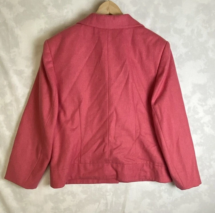 Talbots 女式西装外套 100% 羊毛珊瑚粉色意大利制造 16 码职业 — 第 2/4 张图片