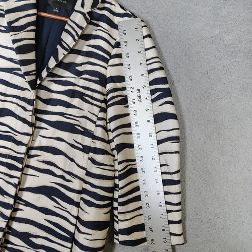 Ann Taylor Coat Women's Small Navy Ivory Zebra Print Mid-Length Preppy Office - Picture 5 of 13