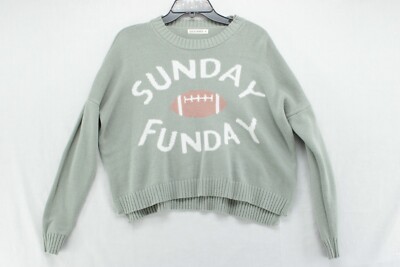 Moon & Madison Sweater Women's Medium Green ''Sunday Funday'' Football Sweater