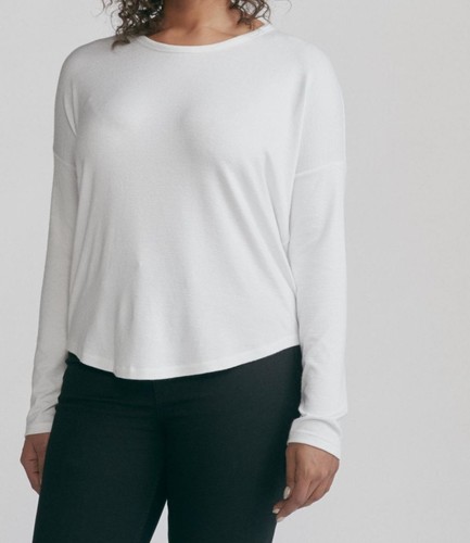 Rag & Bone Women White Hudson Crew Neck Long-Sleeve Ultra-Soft Tee T-Shirt Sz S