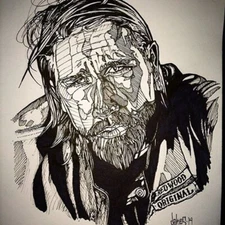 Jax Teller, Original ink Drawing Signed by Alex Dakos