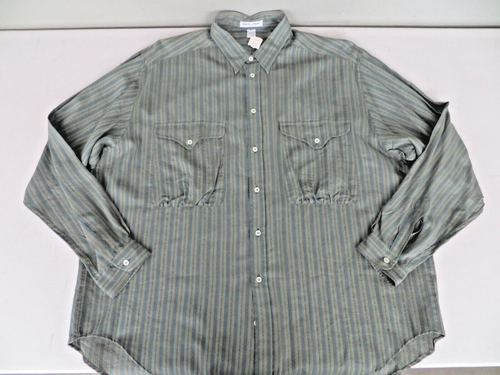 NWT Vintage Giorgio Armani Le Collezioni Shirt LRG Green Stripe 80s/90s Italy