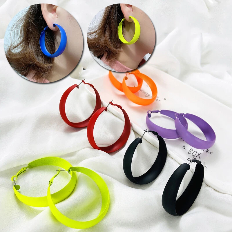 Plastic colored hoop best sale earrings