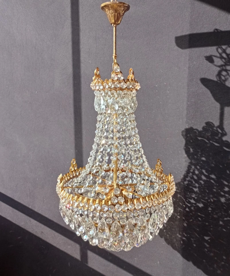 Lámpara de araña de cristal vintage cesta lámpara de techo iluminación decoración del hogar Foto 2 de 4