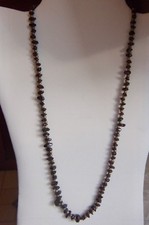 Purple Amethyst Polished Stone Nugget Beaded Necklace w/Brass-tone Spacers 24"
