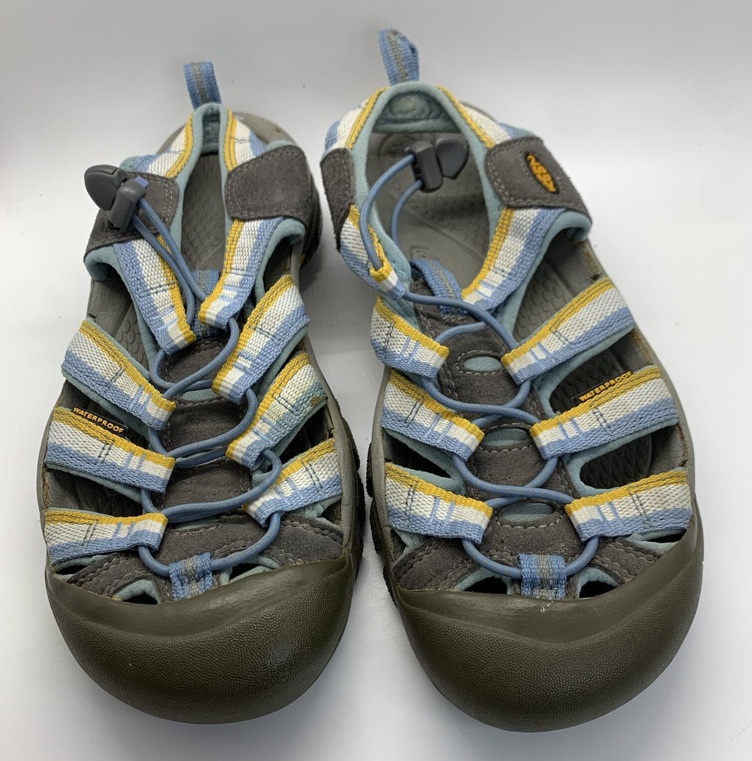 Scarpe basse Keen taglia 8 EU 38 5 punta tonda escursionismo passeggio blu giallo bianco