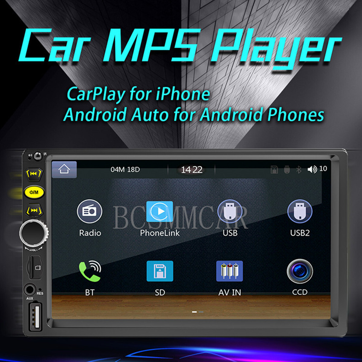 7in Car Radio Double 2DIN For Apple CarPlay Stereo Touch Screen Bluetooth FM USB