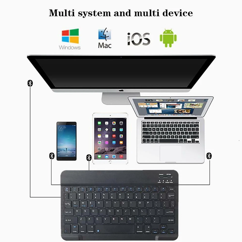 Leder Stand Case Cover + Bluetooth Tastatur für Samsung Tab A/S5e/S4/S6/S7/S8/S9 - Bild 2 von 4