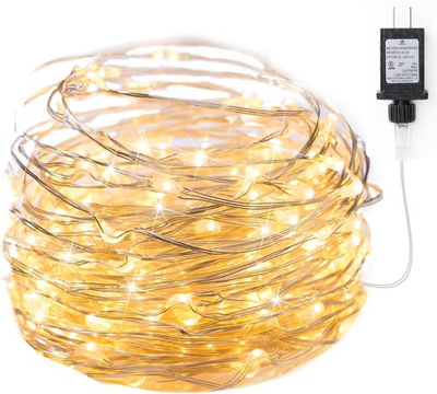 #ad Minetom Fairy Lights Plug in 33Ft 100 LEDs Waterproof Silver Wire Firefly $12.70