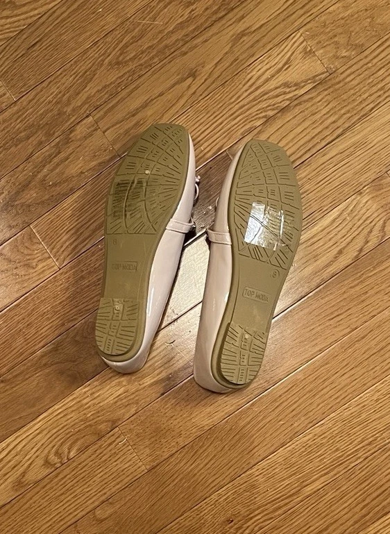 Top Moda Pongo Desnudo Patente Punta Redonda Ballet Pisos Talla 8 Detalle Estrás Comodidad Foto 2 de 4