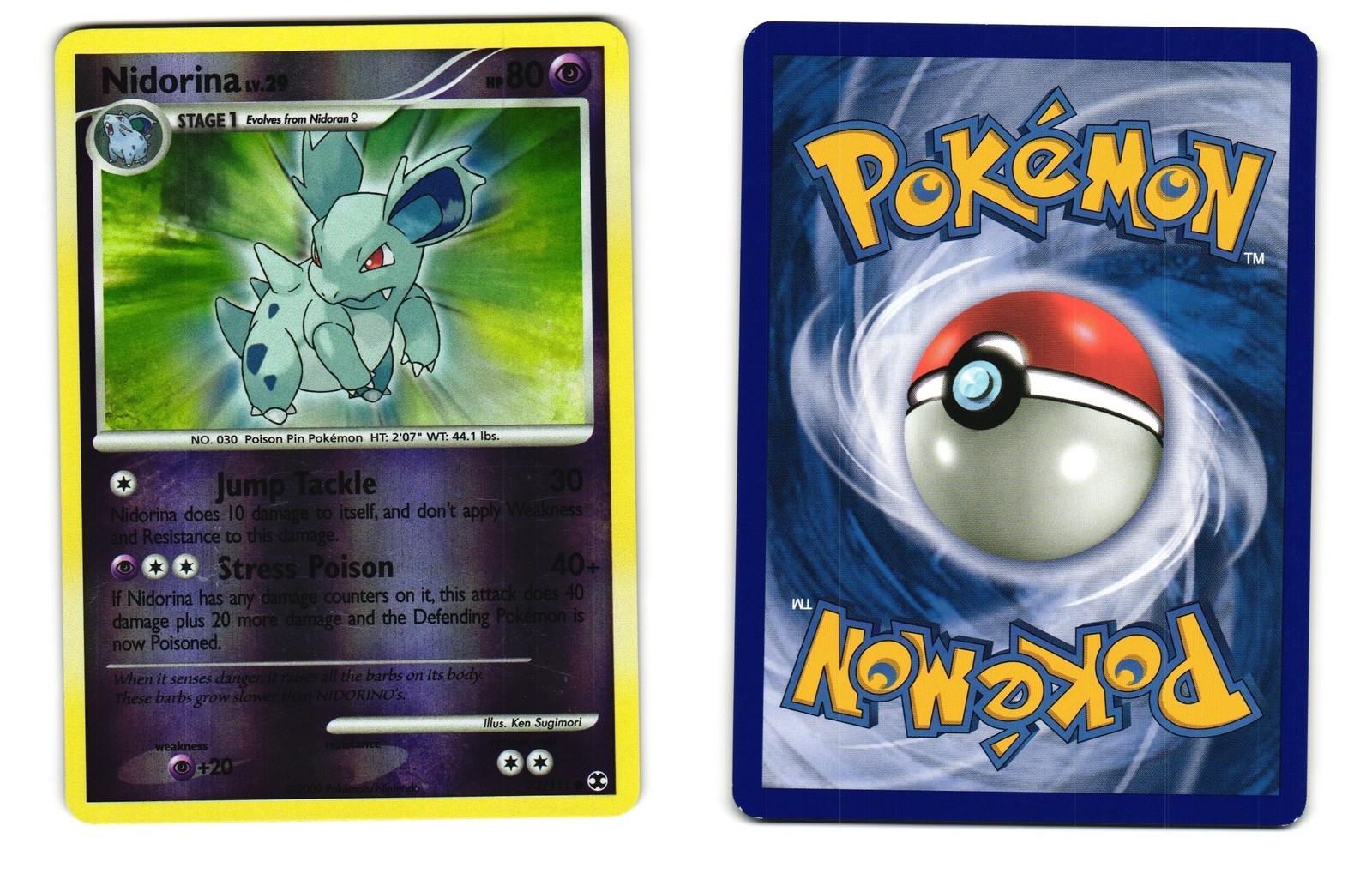 NIDORINA 73/111 COMMON RISING RIVALS POKEMON REVERSE HOLO LP 2009