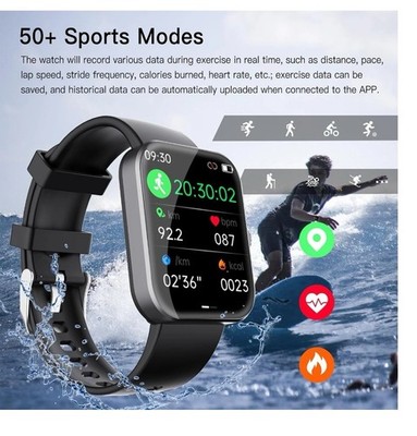 MYSHUN Men's Smart Watch, Bluetooth Call and Hands-Free Function, Pedometer, Heart Rate Monitor, Sleep, 15 Sports Modes, Notifications, Messages, Fitness Tracker for Android and iOS (Black