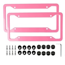 Fashion Pink Matte Aluminum Alloy License Plate Framesrust Free License Plat... Fashion Pink Matte Aluminum Alloy License Plate Framesrust Free License Plat...
