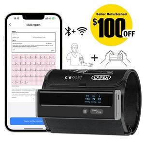WiFi Blood Pressure Monitor with 3 Consecutive Measurements, App AI ECG Analysis