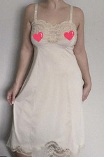 Vtg 70's Wonder Maid Cream Nylon Lace Trim SIip Dress Lingerie Nightgown 42