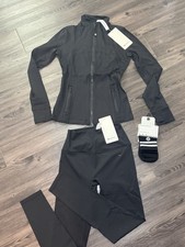 Black 3 Piece Women's Sweatsuit Set Jacket Leggings Socks Size 8