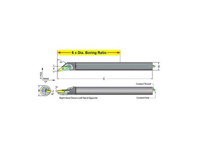 Dorian Tool E12M-K-SVMCR-11 Carbide Shank Indexable Boring Bar, 59805