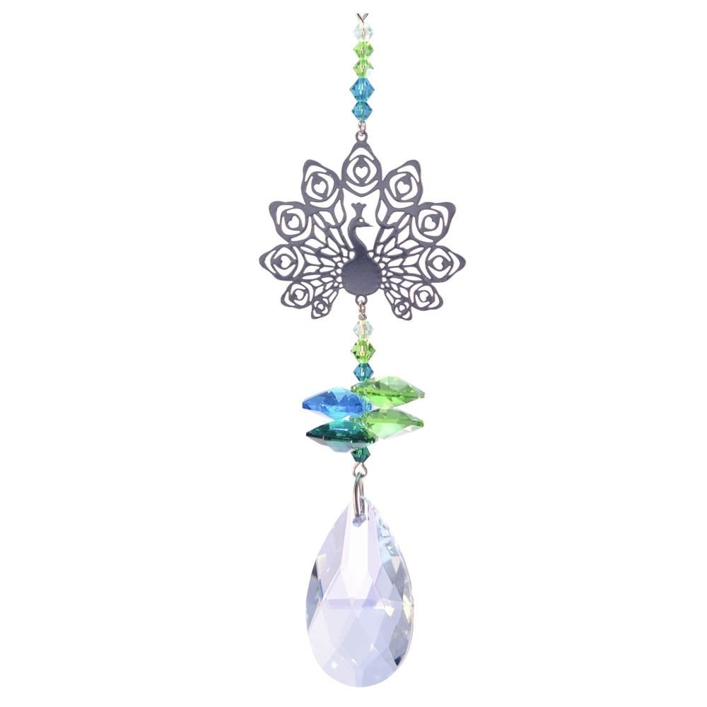 Wild Things Gifts Green Crystal Fantasy Peacock Suncatcher