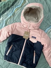 Neue Patagonia Mädchen Winterjacke Wendejacke Gr.104/116 Navy Blau/Rosa/Beige