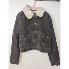 GapKids 1969 Corduroy Sherpa Lined Trucker Jacket Brown Grey Kids Medium 8