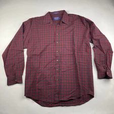 Sir Pendelton Wool Shirt Mens Large Long Ruthven Tartan Plaid Button Scotmans