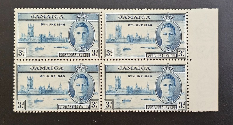 Jamaica 1946 Victory Peace Omnibus Issue Sc 137. SG 142 BLOCK of 4 MNH SELVAGE 1