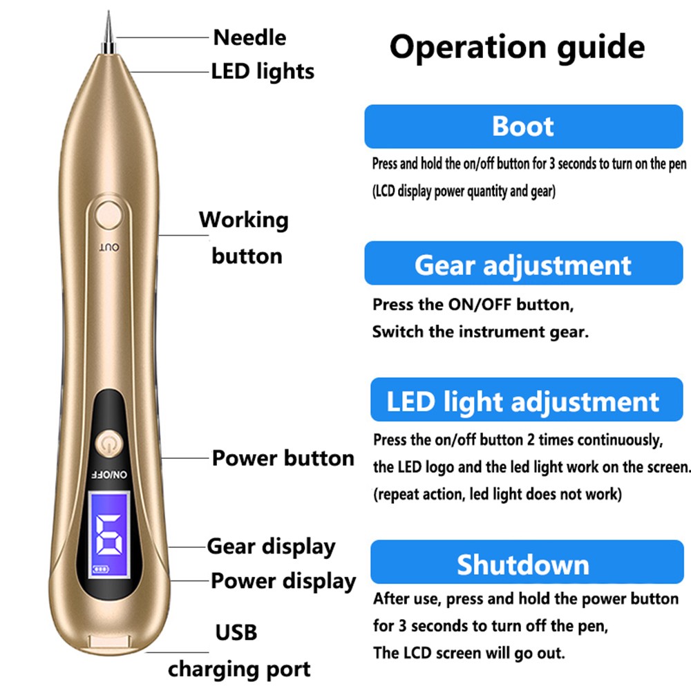 Electric Laser Plasma Pen Mole Removal Dark Spot Remover Skin Wart Tag Tattoo