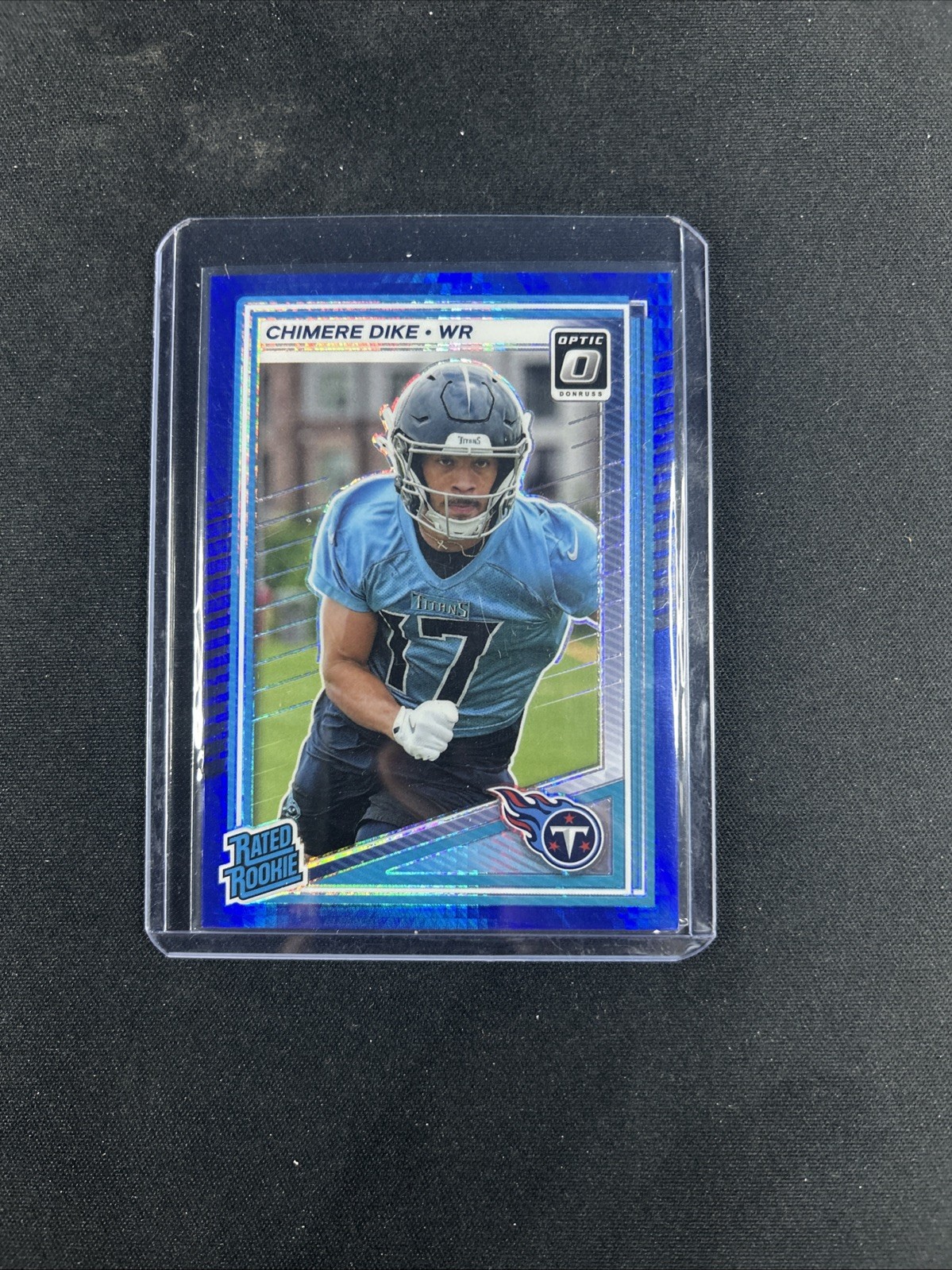 2025 Panini Donruss Optic Chimere Dike Rated Rookie Blue Hyper Prizm #269 Titans