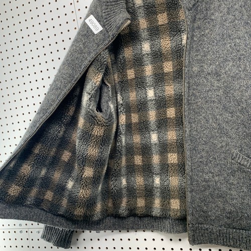 Vintage Eddie Bauer Zip Sweater Mens XL Gray 90s Wool Sherpa Lined Made in USA - Picture 2 of 17