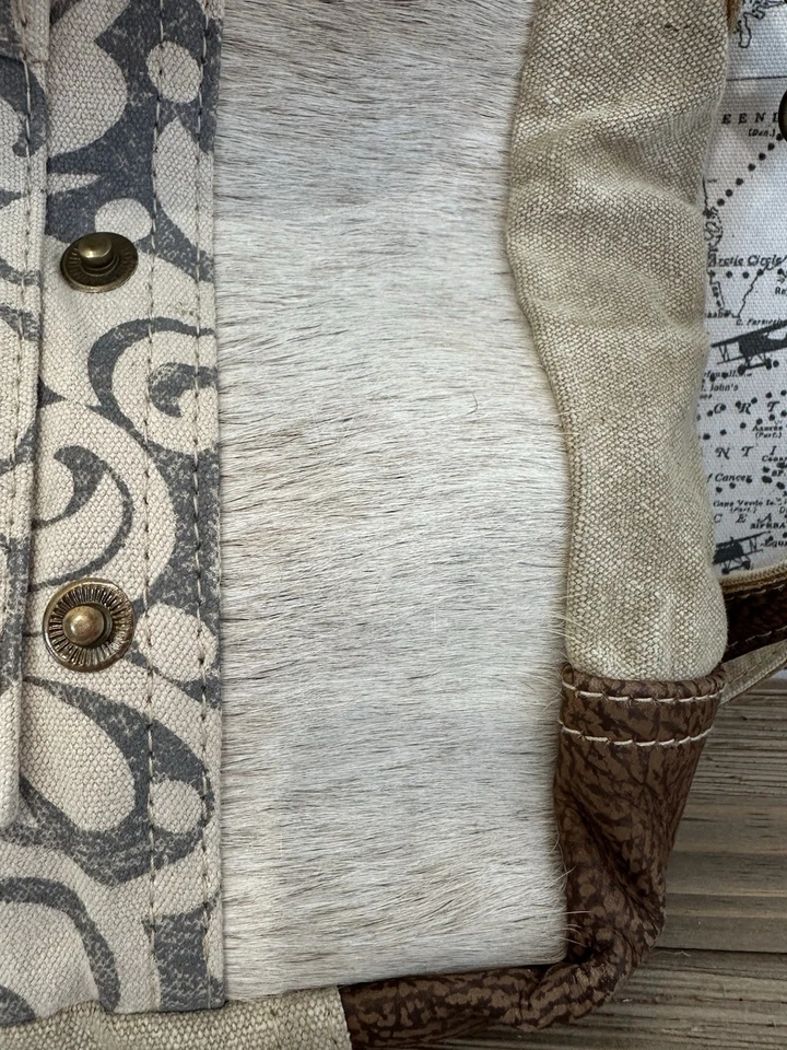 Bolso Myra de cuero de vaca BOHO Foto 3 de 4