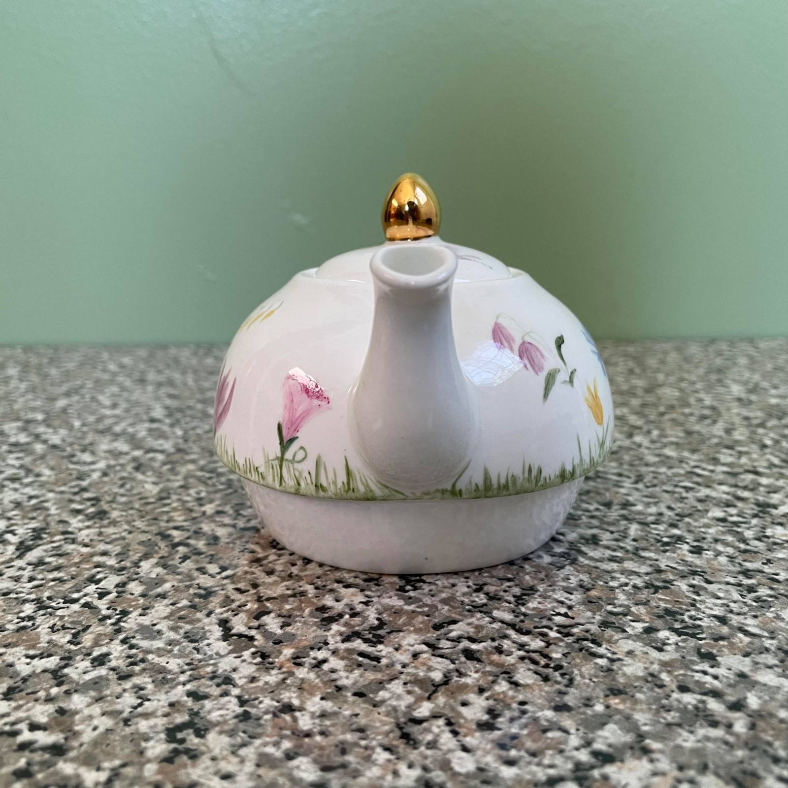 Tea For One Set  3 Piece Cup Pot Lid Hand Painted 1999 Teapot