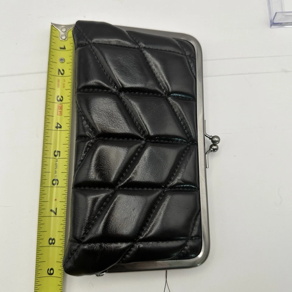 Cartera Patricia Nash Everly acolchada encerada al óleo napa marco de cuero negro Foto 4 de 4