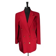 Brooks Brothers Womens 16 Red Wool Double Breasted Gold Button Blazer Vintage