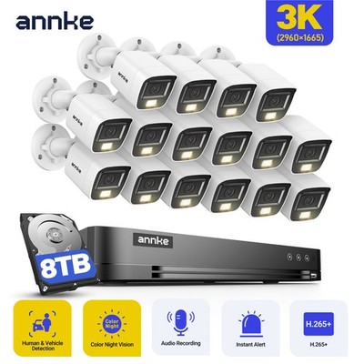 ANNKE 4K 16CH DVR 5MP Color Night Security Camera System Outdoor Audio Recording