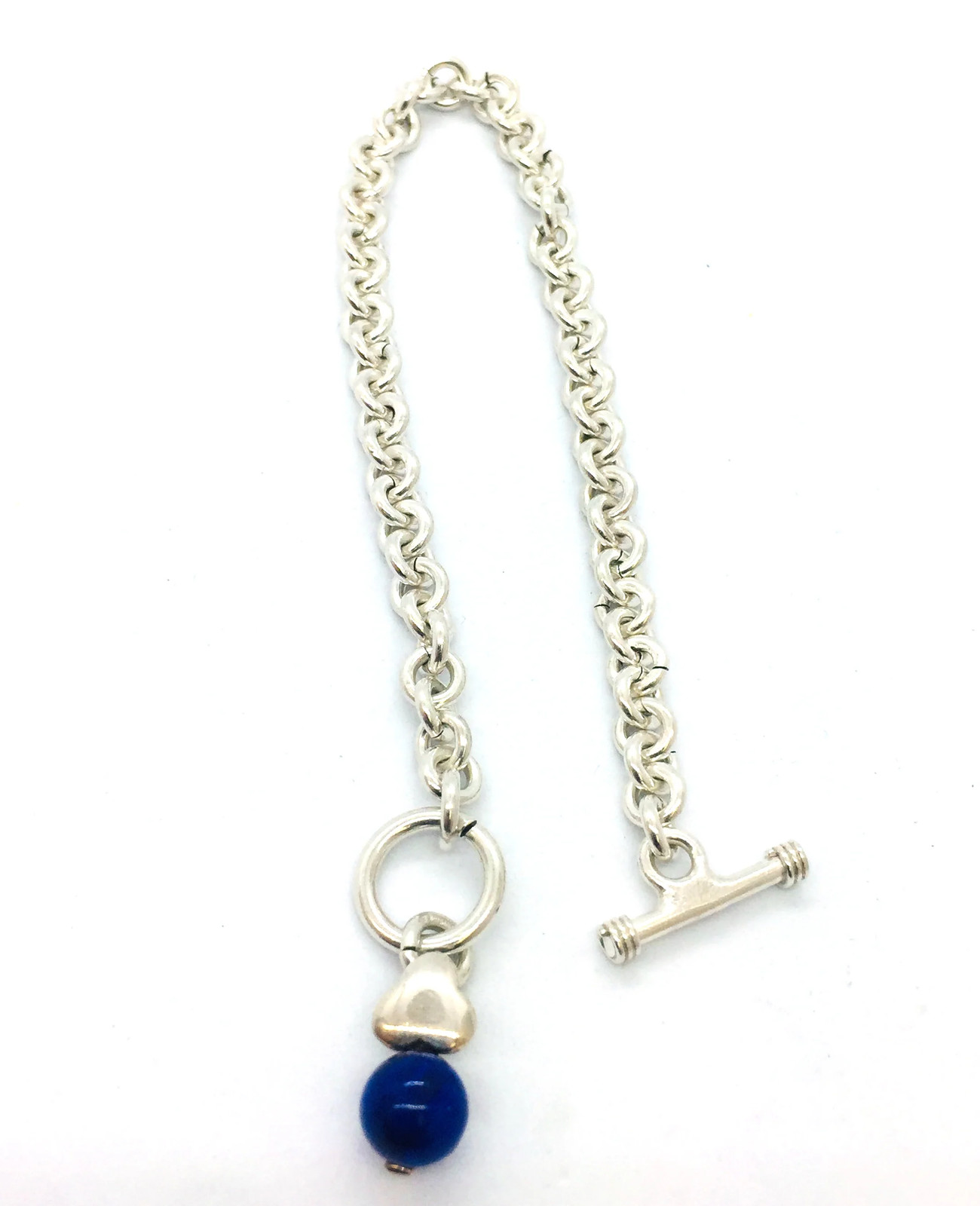 Solid Sterling Silver Open Link Bracelet with Tog… - image 1