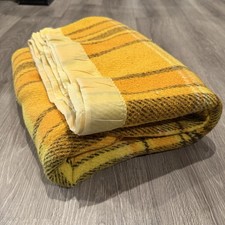 "Manta térmica vintage de tartán a cuadros acrílico satinado amarillo marrón 67x82"" MCM