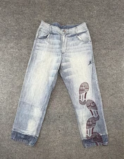 Vintage Jordan Jeans Mens 34x34 Blue Denim Jumpman Sole Embroidered Baggy Y2K