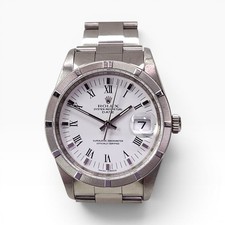 Rolex Date 34 mm Steel White Roman Oyster Automatic Watch 15200 Z Series 2006