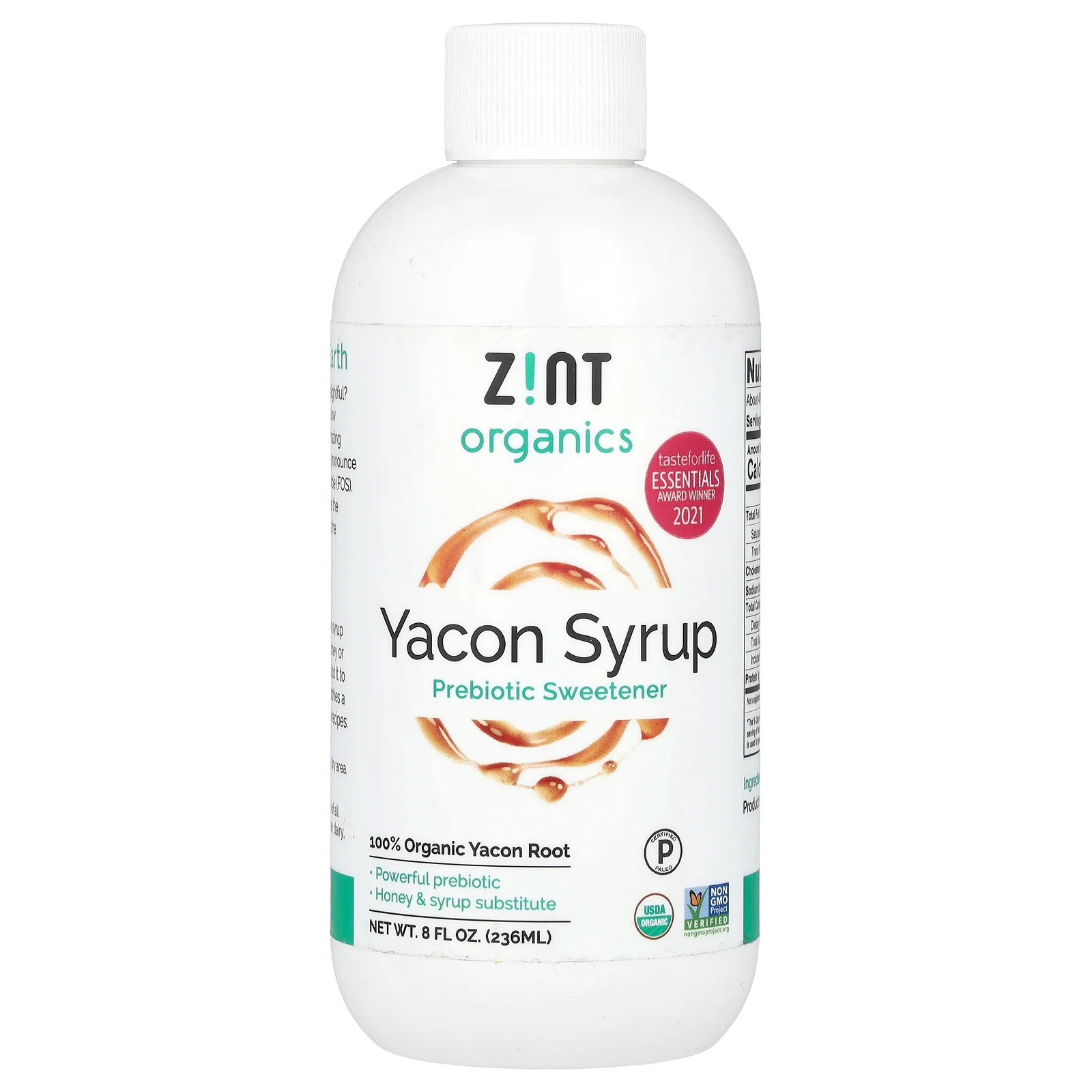 Zint Organic Yacon Syrup Пребиотический подсластитель 8 жидких унций 236 мл Без молочных продуктов 3790₽