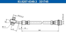 ATE 2x Bremsschlauch 83.8207-0349.3/2x M10x1,5 für FORD KUGA 3 DFK EcoBlue 4x4