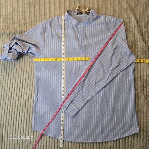Coofandy Men’s Large Cotton Hemp Long Sleeve Henley Blue Popover Resort Shirt - Picture 12 of 12