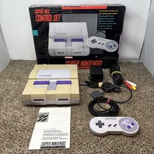 Super Nintendo SNES Console Bundle In Box CIB Console With Cables Controller