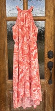 NINE WEST Halter Hi Low Floral Flounce Sleeveless Midi Dress Sz Large