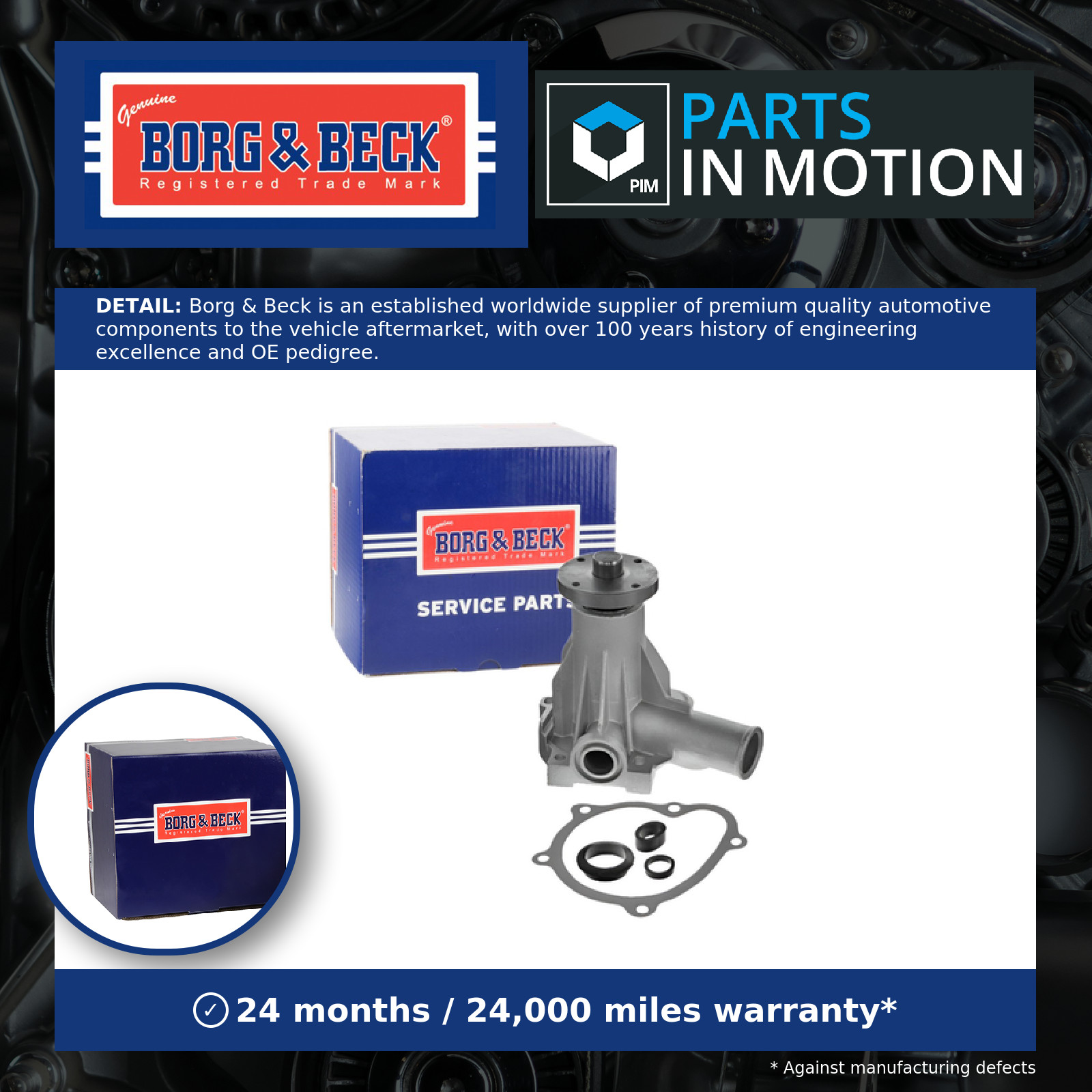 Water Pump BWP1343 Borg & Beck Coolant 1326342 13263421 270559 2705598 271275